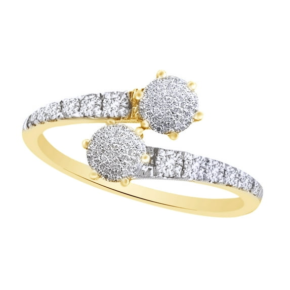 AFFY White Natural Diamond Two-Stone Ring In 10k Yellow Gold (0.33 Cttw)