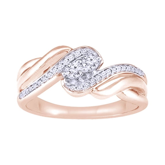 AFFY White Natural Diamond Two-Stone Two-Tone Ring In 10k Rose Gold (0.25 Cttw)