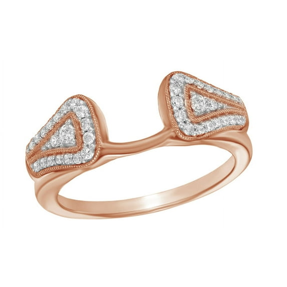 AFFY White Natural Diamond Vintage-Inspired Solitaire Enhancer Ring In 14k Rose Gold (1/4 Cttw)