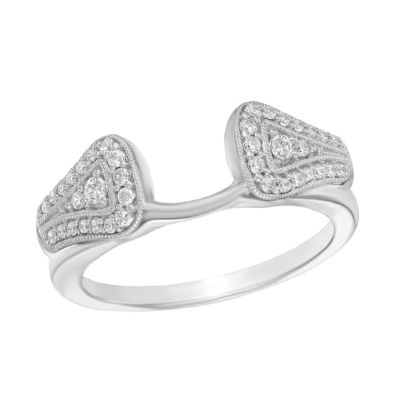 AFFY White Natural Diamond Vintage-Inspired Solitaire Enhancer Ring In 14k White Gold (1/4 Cttw)