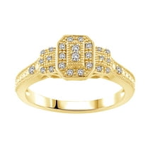 White Natural Diamond Vintage Style Promise Ring in 10k Yellow Gold