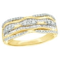 thumbnail image 1 of AFFY White Natural Diamond Wavy Top Multi Row Ring In 10k Yellow Gold, 1 of 1