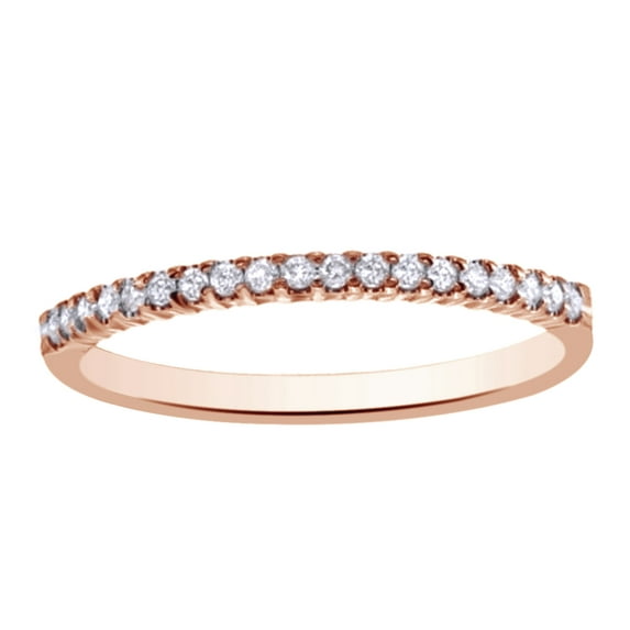 AFFY White Natural Diamond Wedding Band Ring In 10k Rose Gold (0.16 Cttw)