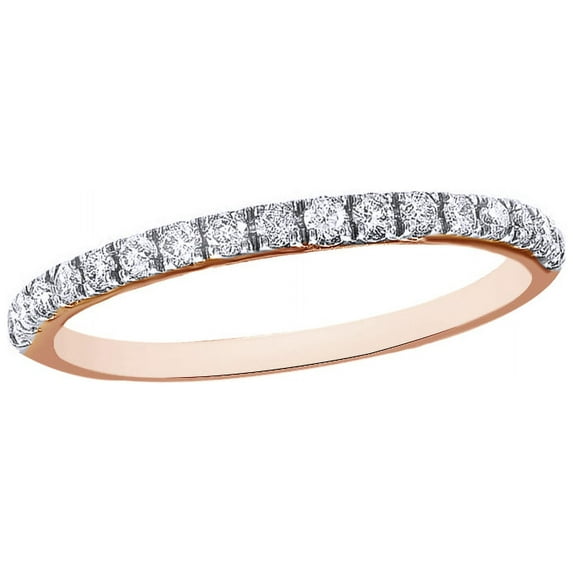 AFFY White Natural Diamond Wedding Band Ring In 10k Rose Gold (0.25 Cttw)