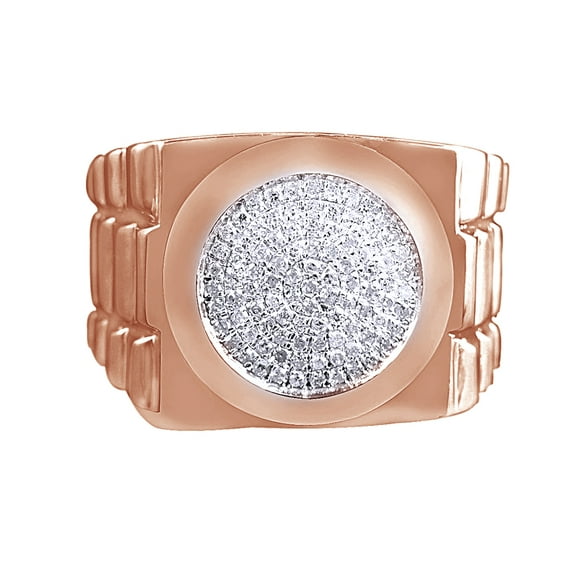 AFFY White Natural Diamond Wedding Band Ring In 10k Rose Gold (0.4 Cttw)