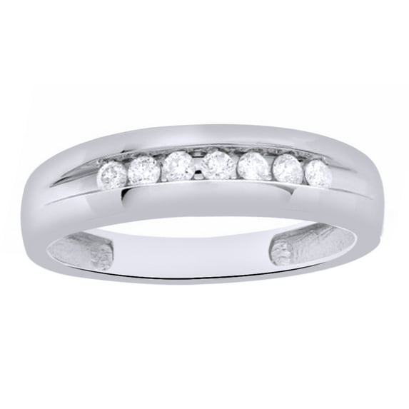 AFFY White Natural Diamond Wedding Band Ring In 10k White Gold (0.25 Cttw)