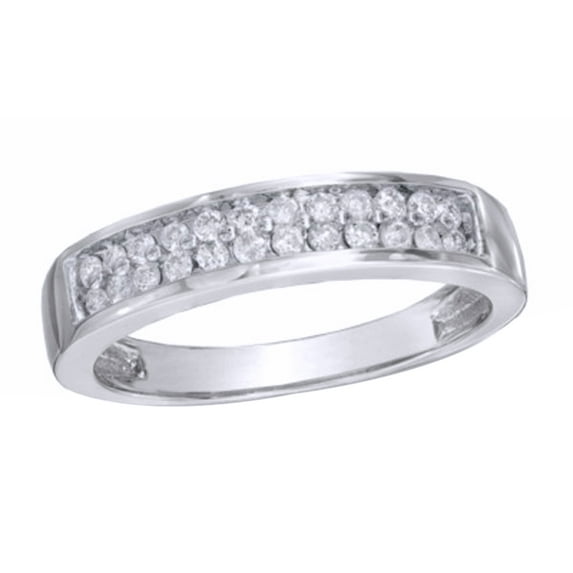 AFFY White Natural Diamond Wedding Band Ring In 10k White Gold (0.25 Cttw)