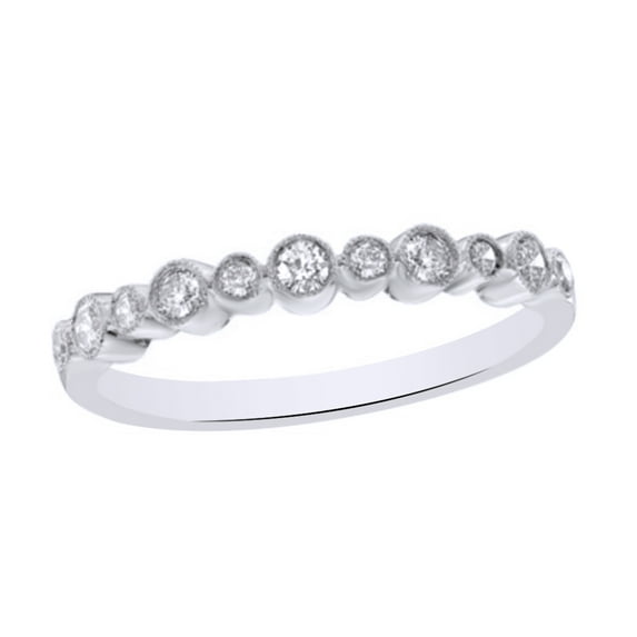 AFFY White Natural Diamond Wedding Band Ring In 10k White Gold (0.25 Cttw)
