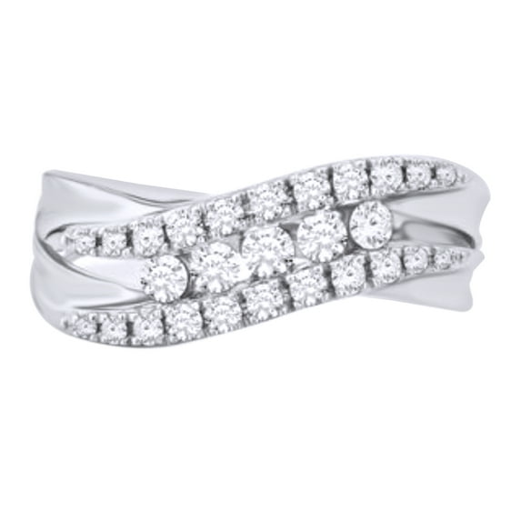 AFFY White Natural Diamond Wedding Band Ring In 10k White Gold (0.5 Cttw)