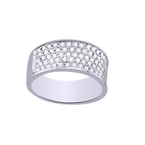 AFFY White Natural Diamond Wedding Band Ring In 10k White Gold (1 Cttw)