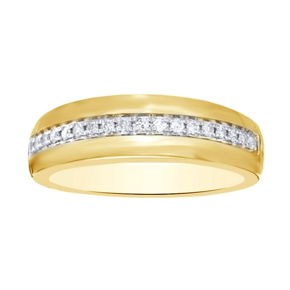 AFFY White Natural Diamond Wedding Band Ring In 10k Yellow Gold (0.2 Cttw)