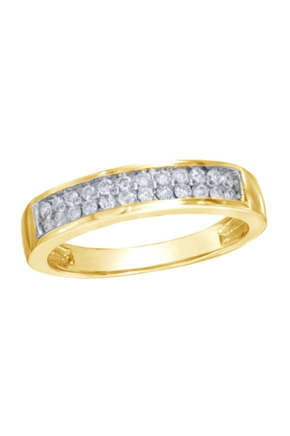 White Natural Diamond Wedding Band Ring In 10k Yellow Gold (0.25 Cttw)