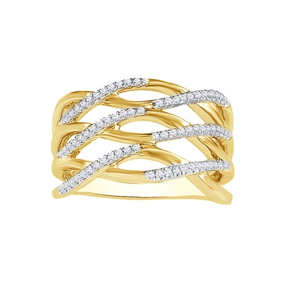 AFFY White Natural Diamond Wedding Band Ring In 10k Yellow Gold (0.25 Cttw)