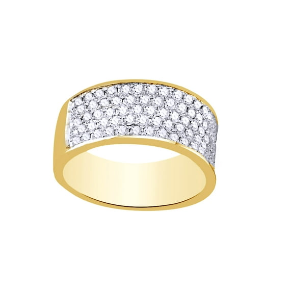 AFFY White Natural Diamond Wedding Band Ring In 10k Yellow Gold (1 Cttw)