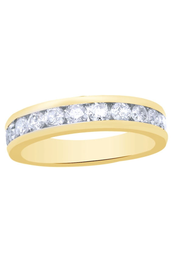 White Natural Diamond Wedding Band Ring In 10k Yellow Gold (1 Cttw)