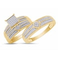 thumbnail image 1 of AFFY White Natural Diamond Wedding & Engagement Trio Band Ring Set In 10k Yellow Gold (0.43 Cttw), Ring Size - 6, 1 of 8