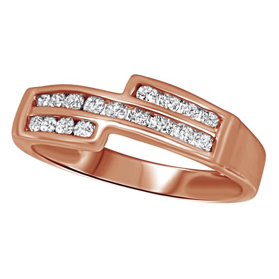 White Natural Diamond Wedding Ring for women's in 10k Rose Gold (3/8 Cttw)