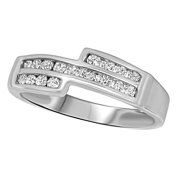 White Natural Diamond Wedding Ring for women's in 10k White Gold (3/8 Cttw)