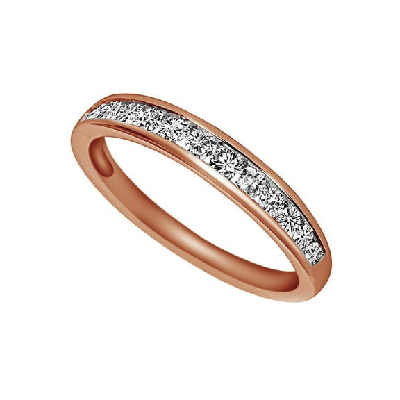 White Natural Diamond Wedding Ring in 10k Rose Gold (1/3 Cttw)