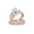 thumbnail image 1 of AFFY White Natural Diamond Wedding Trio Bridal Ring Set In 10k Rose Gold (1 Cttw), 1 of 1