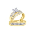 thumbnail image 1 of AFFY White Natural Diamond Wedding Trio Bridal Ring Set In 10k Yellow Gold (1 Cttw), 1 of 1
