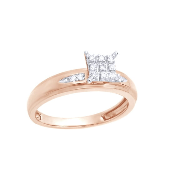 AFFY White Natural Diamond Wedding Trio Ring Set In 14k Rose Gold (0.17 Cttw)