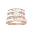 thumbnail image 1 of AFFY White Natural Diamond Wedding & Engagement Trio Band Ring Set In 10k Rose Gold (0.17 Cttw), 1 of 1