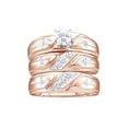 thumbnail image 1 of AFFY White Natural Diamond Wedding & Engagement Trio Band Ring Set In 10k Rose Gold (0.2 Cttw), 1 of 1