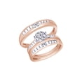 thumbnail image 1 of AFFY White Natural Diamond Wedding & Engagement Trio Band Ring Set In 10k Rose Gold (0.26 Cttw), 1 of 1