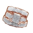 thumbnail image 1 of AFFY White Natural Diamond Wedding & Engagement Trio Band Ring Set In 10k Rose Gold (0.77 Cttw), 1 of 1