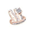 thumbnail image 1 of AFFY White Natural Diamond Wedding & Engagement Trio Band Ring Set In 10k Rose Gold (1.25 Cttw), 1 of 1