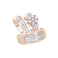 thumbnail image 1 of AFFY White Natural Diamond Wedding & Engagement Trio Band Ring Set In 10k Rose Gold (1.63 Cttw), 1 of 1