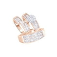 thumbnail image 1 of AFFY White Natural Diamond Wedding & Engagement Trio Band Ring Set In 10k Rose Gold (1.75 Cttw), 1 of 1