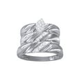 thumbnail image 1 of AFFY White Natural Diamond Wedding & Engagement Trio Band Ring Set In 10k White Gold (0.2 Cttw), 1 of 1