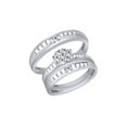 thumbnail image 1 of AFFY White Natural Diamond Wedding & Engagement Trio Band Ring Set In 10k White Gold (0.26 Cttw), 1 of 1