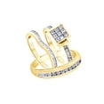 thumbnail image 1 of AFFY White Natural Diamond Wedding & Engagement Trio Band Ring Set In 10k Yellow Gold (1.25 Cttw), 1 of 1