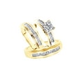 thumbnail image 1 of AFFY White Natural Diamond Wedding & Engagement Trio Band Ring Set In 10k Yellow Gold (1 Cttw), 1 of 1