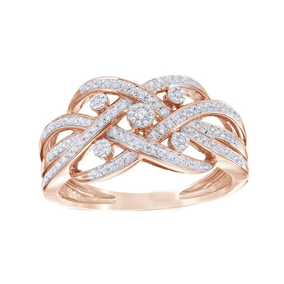 AFFY White Natural Diamond Woven Ring in 10k Rose Gold