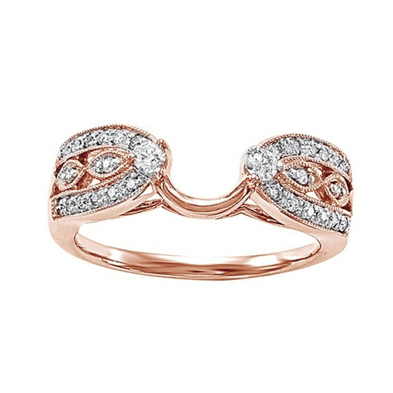 AFFY White Natural Diamond Wrap Enhancer Solitaire Ring In 10k Rose Gold (0.25 Cttw)