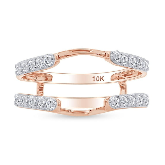 AFFY White Natural Diamond Wrap Enhancer Solitaire Ring In 10k Rose Gold (0.5 Cttw)