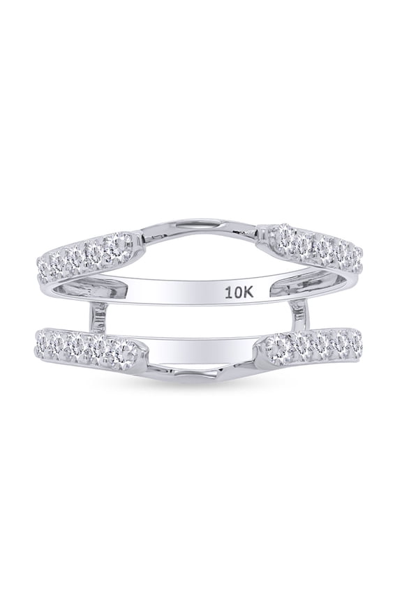 White Natural Diamond Wrap Enhancer Solitaire Ring In 10k White Gold (0.5 Cttw)
