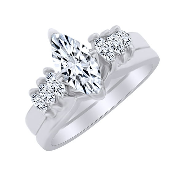 AFFY White Natural Diamond Wrap Style Enhancer Ring in 14k White Gold (0.33 Cttw) Ring Size : 5.5
