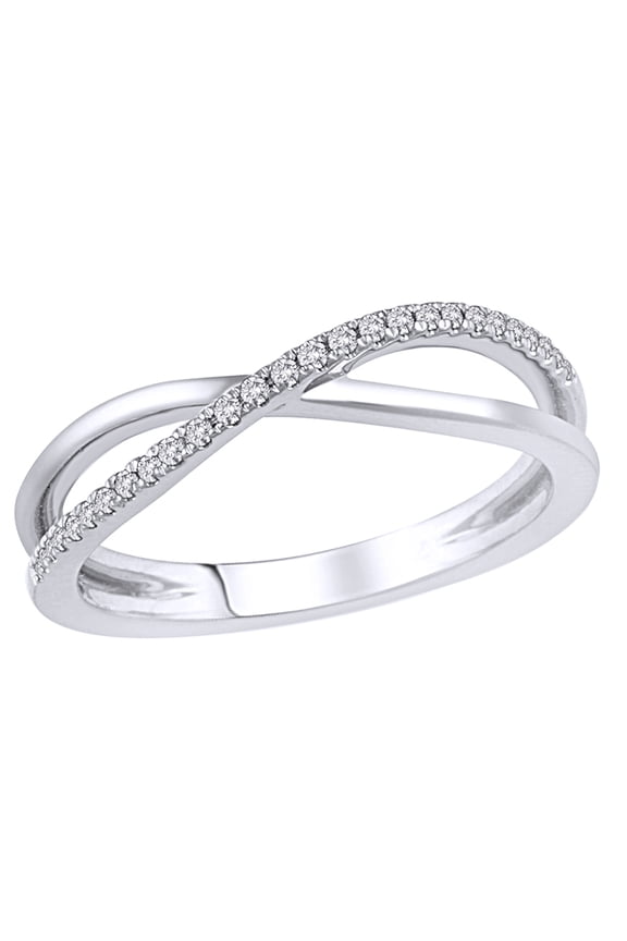 White Natural Diamond X Crossover Ring in 14k White Gold