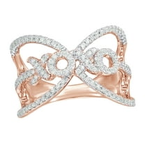 White Natural Diamond XOXO Open Ring in 10k Rose Gold