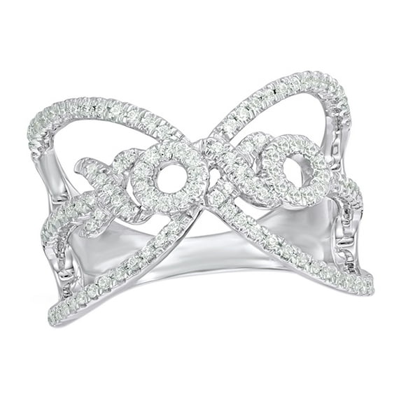 AFFY White Natural Diamond XOXO Open Ring in 10k White Gold