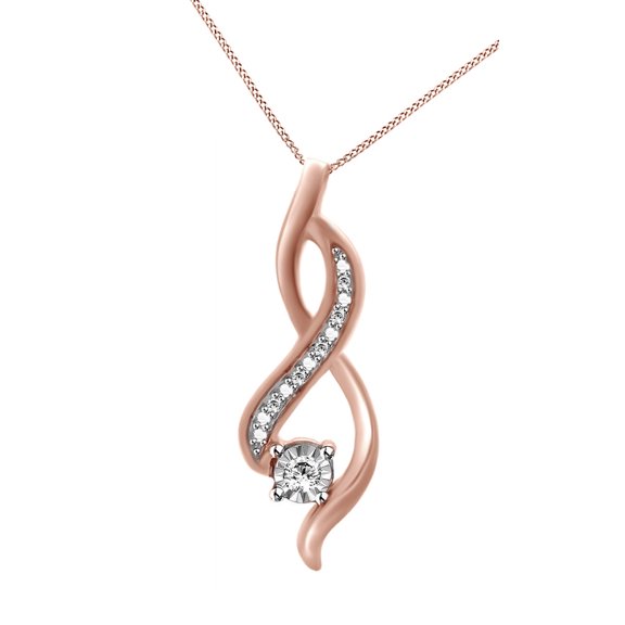 AFFY White Natural Diamond infinity Pendant Necklace in 14k Rose Gold Over Sterling Silver
