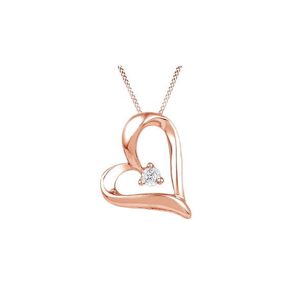 AFFY White Natural Diamond with Miracle Set Heart Pendant Necklace 925 Sterling Silver (1/20 Ct)