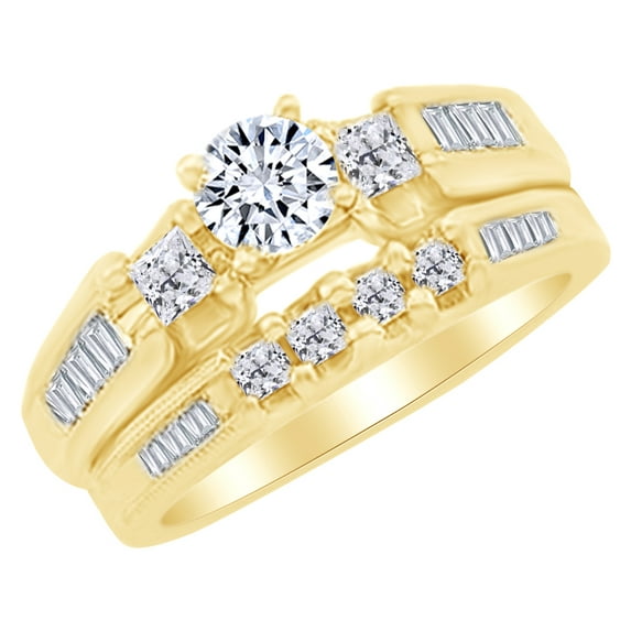 AFFY White Natural diamond Semi Mount Engagement Ring in 14k Yellow Gold (0.5 Cttw) Ring Size : 4