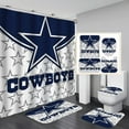 thumbnail image 1 of White Navy Blue American Football Shower Curtain Set Modern Texas Star Rugby Athlete Helmet Sports Bathroom Set Non-Slip Mat Rug, 1 of 6