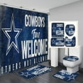 thumbnail image 1 of White Navy Blue American Football Shower Curtain Set Modern Texas Star Rugby Athlete Helmet Sports Bathroom Set Non-Slip Mat Rug, 1 of 6
